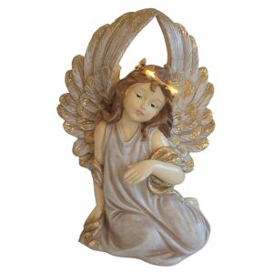 Krém és arany angyal LED 26cm 143941704 - Szezonális dekoráció