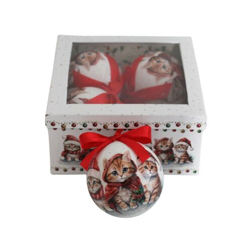 Karácsonyi gömbök cicákkal 10cm 4db 143941711