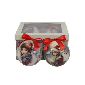 Karácsonyi gömbök lánnyal 10cm 4db 143941732 - Karácsony