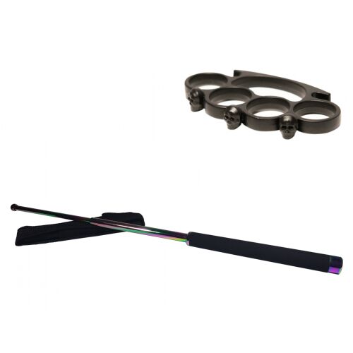 Set baston telescopic 66 cm si box craniu negru 143949542