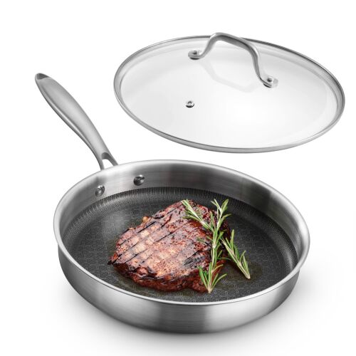 Navaris kis rozsdamentes acél serpenyő üvegfedővel, 26 cm, sütéshez és pirításhoz, NAV0000272Y002C 143949850