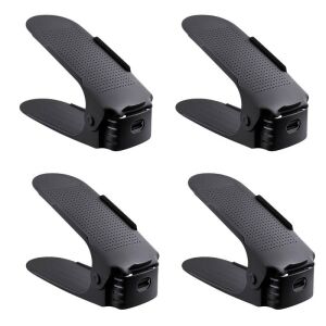 4 db-os készlet, Mercaton® csúszásmentes és állítható tartó egy pár cipő tárolására, PP, 6x25,5x11/17 cm, fekete