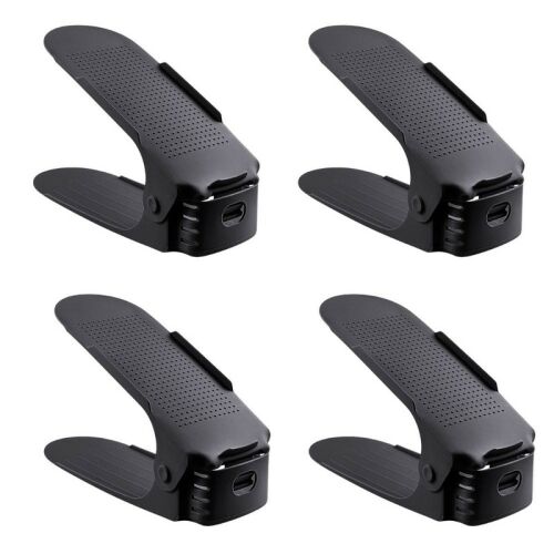 4 db-os készlet, Mercaton® csúszásmentes és állítható tartó egy pár cipő tárolására, PP, 6x25,5x11/17 cm, fekete 143949909