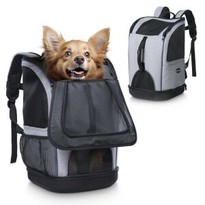 Rucsac transport animale Navaris, 30x30x46 cm, 2 in 1 rucsac si geanta, cu buzunare, 61850.22 143949986 - Transportator, cutie de mașină pentru animale de companie
