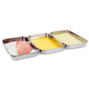 Set 3 Tavi Navaris, 22x15x3 cm, din inox, pentru inmuiere si panare, 44715.01 143949990 - Încălzitoare de alimente