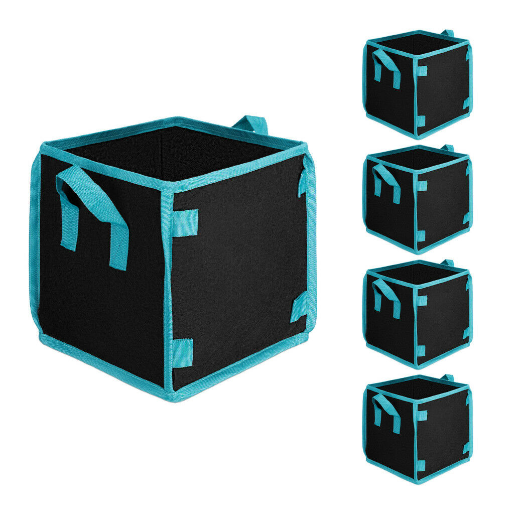 Zestaw 5 worków uprawowych Square Navaris, 27x27x27 cm, materiał włókninowy, 54255.01