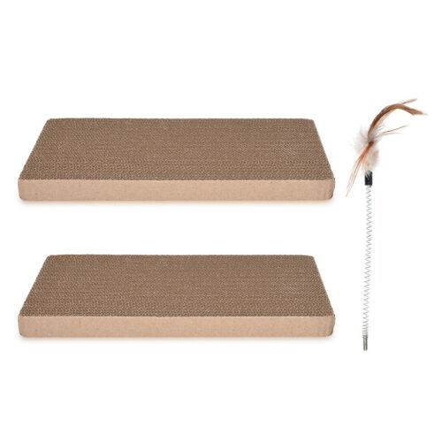 Zestaw Navaris składający się z 2 drapaków i zabawki z piórkami dla kotów, tekturowy, brązowy, 46754.03 143950139