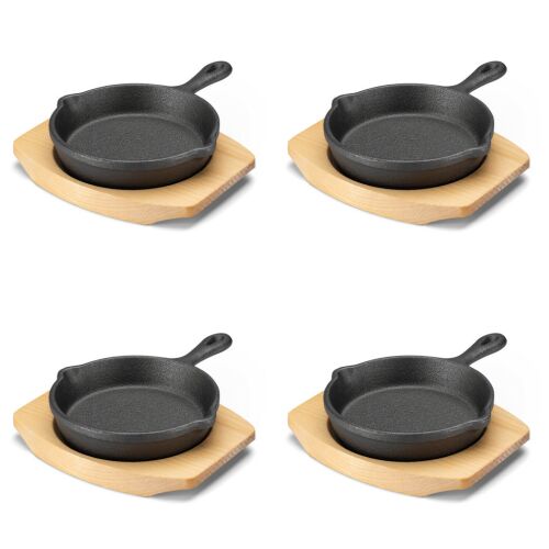 Navaris 4 db-os kis öntöttvas serpenyő készlet fa talppal, 10,2 cm, 4", 426 g, 60343.03 143950184