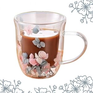 Trockenblumenbecher, doppelwandig, Borosilikatglas, wärmeisolierend, Hortensie, 300 ml 143950378 - Ecarla