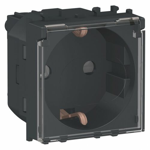 Német szabványos aljzat, dugóval és fedéllel, 16A, fekete, Schneider Easy Styl 143950527