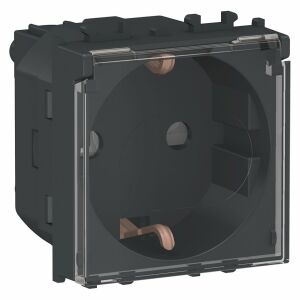 Priza standard german, cu obturatoare si capac, 16A, neagra, Schneider Easy Styl 143950527 - Capace prize