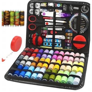 Professzionális varrókészlet, szabó szerszámosláda, kiegészítők, 229 darab, tok