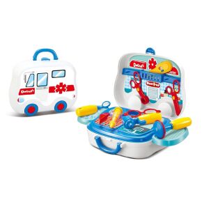 Játék orvosi készlet, 3 éves kortól, 15 tartozékkal, 22 x 10 x 24 cm, fehér-kék színű