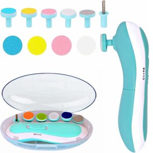 Електрическа пила за нокти, комплект за маникюр за бебета, деца и възрастни, 6 глави, синьо LED осветление 143953574 - Ножици за нокти и пинсети