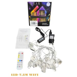 Hangulatos Okosvilágítás a Kertbe: 7,5 méteres, 15 LED-es Fényfüzér Alkalmazás- és Távirányító Vezérléssel 143954591 - Nonbrand Fényfüzér