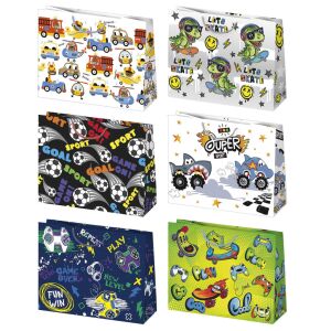 Fiús Playtime papír ajándéktasak, ajándékzacskó 30x23x10 cm