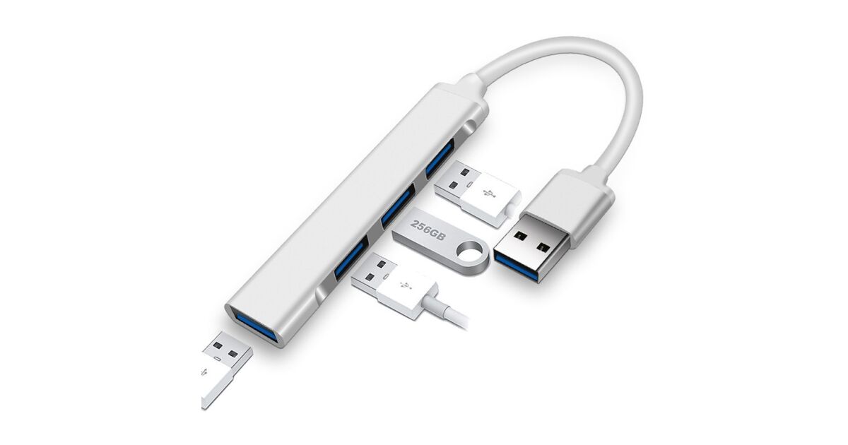 MRG MGL232 USB Hub adapter, 4x USB, USB 3.0, 4-in-1 Multiport, Macbook, Windows és Android kompatibilis, Ultra Slim, Ezüst 143957444