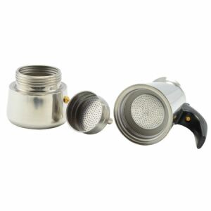 Espressor pentru aragaz, argintiu, otel inoxidabil, 4 cupe 143959697 - Aparat de cafea cu gura de scurgere