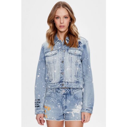 Guess Stevie W3GN45 XS INTL Jeansjacke Weiß/Hellblau 143964744