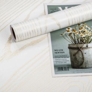 Tapet autoadeziv Hode, PVC, alb/auriu, 40 x 200 cm 143967938 - Wallpaper