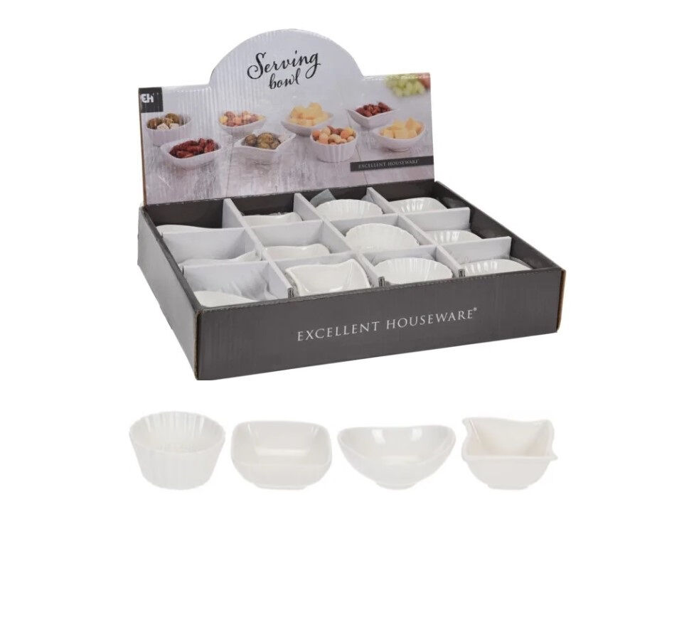 Set boluri servire salata/sosuri/snacks Excellent Houseware, portelan, alb