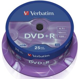 Matricas DVD+R AZO Verbatim 4.7GB 16x 25 buc, ax 143985594 - Diapozitive, carti audio, CD, DVD