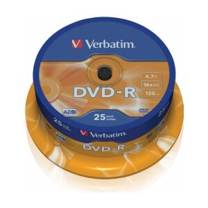 Matricas DVD-R AZO Verbatim 4,7 GB 16x 25er-Pack Spindel 143986411 - Beschreibbare CD & DVD