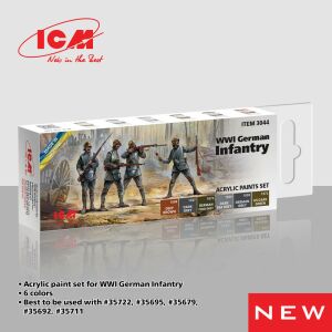 ICM Acrylic paint set for WWI German infantry 6 x 12 ml  (3044) 144014132 - Akrilfesték
