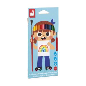 Janod J07415 12 db-os Akvarell színesceruza készlet +ecset 3 éves kortól 144014510 - Janod