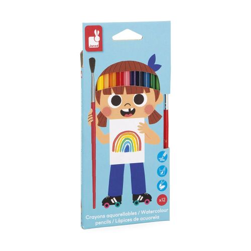 Janod J07415 12 db-os Akvarell színesceruza készlet +ecset 3 éves kortól 144014510