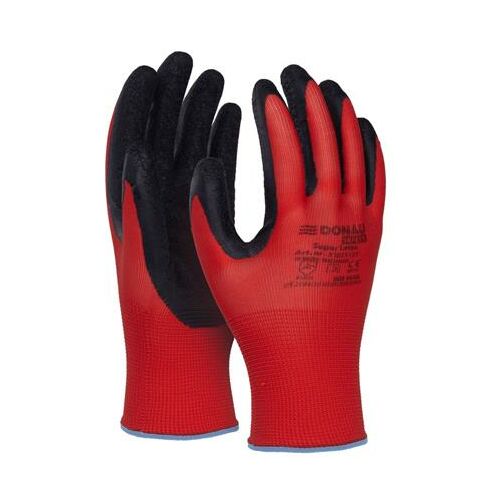 Védőkesztyű, latex, DONAU "Safety", 9/L méret, piros 144014960