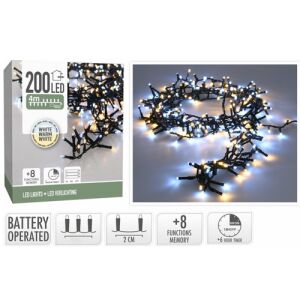 Colaj ghirlandă luminoasă BOA cu 200 LED-uri, funcționează cu baterii, 4m, 8 funcții, cronometru - ProGarden Ghirlande luminoase