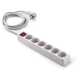 Hosszabbító hatos 5 m vez+kapcsoló 16A-250V, fehér 144027056 - Hosszabbító