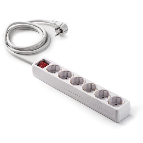 Hosszabbító hatos 5 m vez+kapcsoló 16A-250V, fehér 144027056