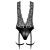 Noir Handmade F297 Libido Deep-V bodysuit with collar, pearl chain and garter L 144027108