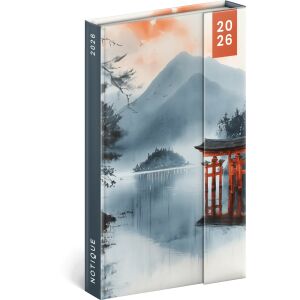 Realsystem mágnessel záródó agenda, határidőnapló, 13x21cm, heti tervező, 2026, Japan 144027310 - Napló
