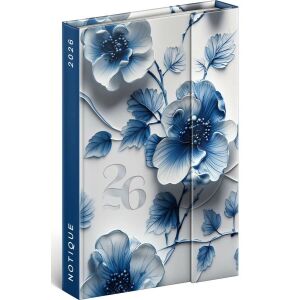 Realsystem mágnessel záródó agenda, határidőnapló, 11x16cm, heti tervező, 2026, Porcelain Flower 144027317 - Napló