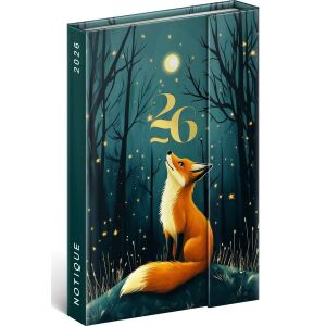 Realsystem mágnessel záródó agenda, határidőnapló, 11x16cm, heti tervező, 2026, Fox 144027326 - Napló