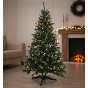 Pepita Nordman King Lux 1.6m artificial Christmas tree decorated with lights in a living room setting - Pepita Artificial Christmas Tree