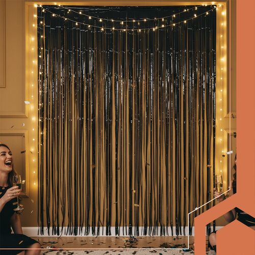 Dekorációs függöny, fekete - 2x1m