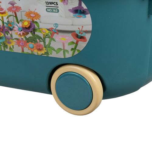 Műanyag virág építő játékkészlet gurulós dobozban - 139db 144036908