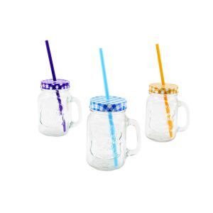 Bögre Üveg+Szívószál 480ml eng-212