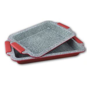 Berghome Line tepsi szett gránit tapadásmentes  bevonattal 2 részes, szilikon fogantyúval, 36 és 40,5 cm, bordó