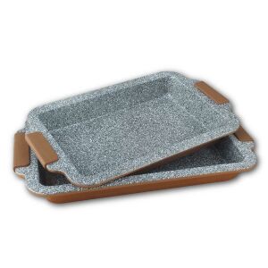 Berghome Line tepsi szett gránit tapadásmentes  bevonattal 2 részes, szilikon fogantyúval, 36 és 40,5 cm, arany barna