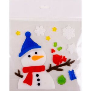 Ablakzselé 20x25 cm kék sapkás hóember 144082583 - Lakberendezés