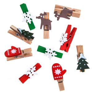 Fa csipeszek, karácsonyi formákkal, 10 db/csomag 144085418 - Művészet & Hobbi
