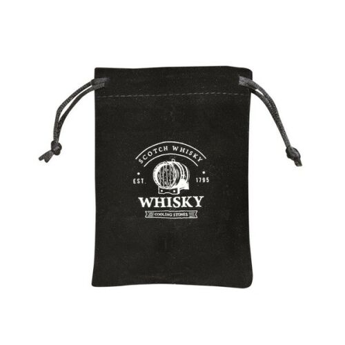 WoMa fekete bársonyzacskóval és csipesszel 12 db-os rozsdamentes acél whisky jégkocka készlet fadobozban 144092293