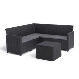 Claire 5 személyes kerti sarokgarnitúra párnatartós asztallal 144093832 - Kerti garnitúra