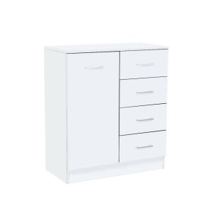 Miami komód 1ajtós 4 fiókos 80x92 cm fehér-fehér 144095356 - Nappali bútor
