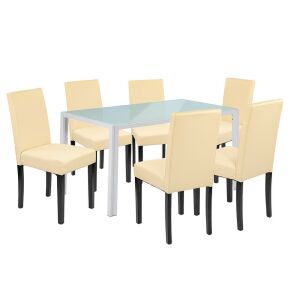 Mira 6+1 étkező garnitúra fehér-bézs 144095779 - Étkező bútor